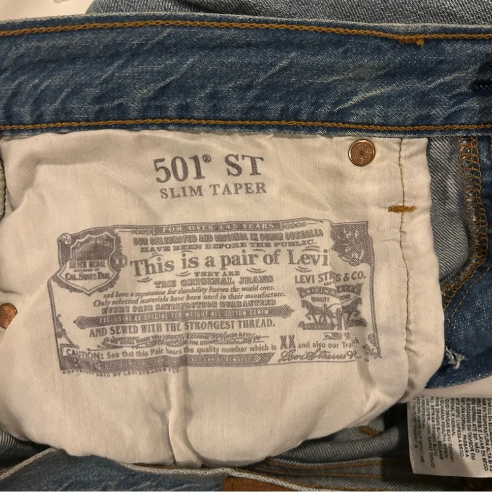 Levi's 501 Jeans Slim Taper Denim Distressed Blue Men's 30 W 28 L 100% Cotton